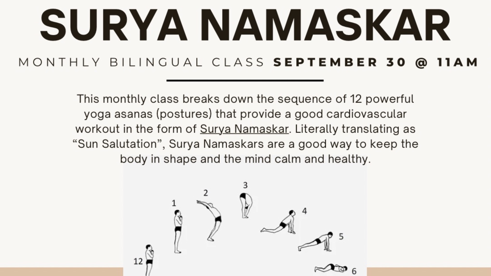 Surya Namaskar Monthly Bilingual Class with Vivienne Miranda