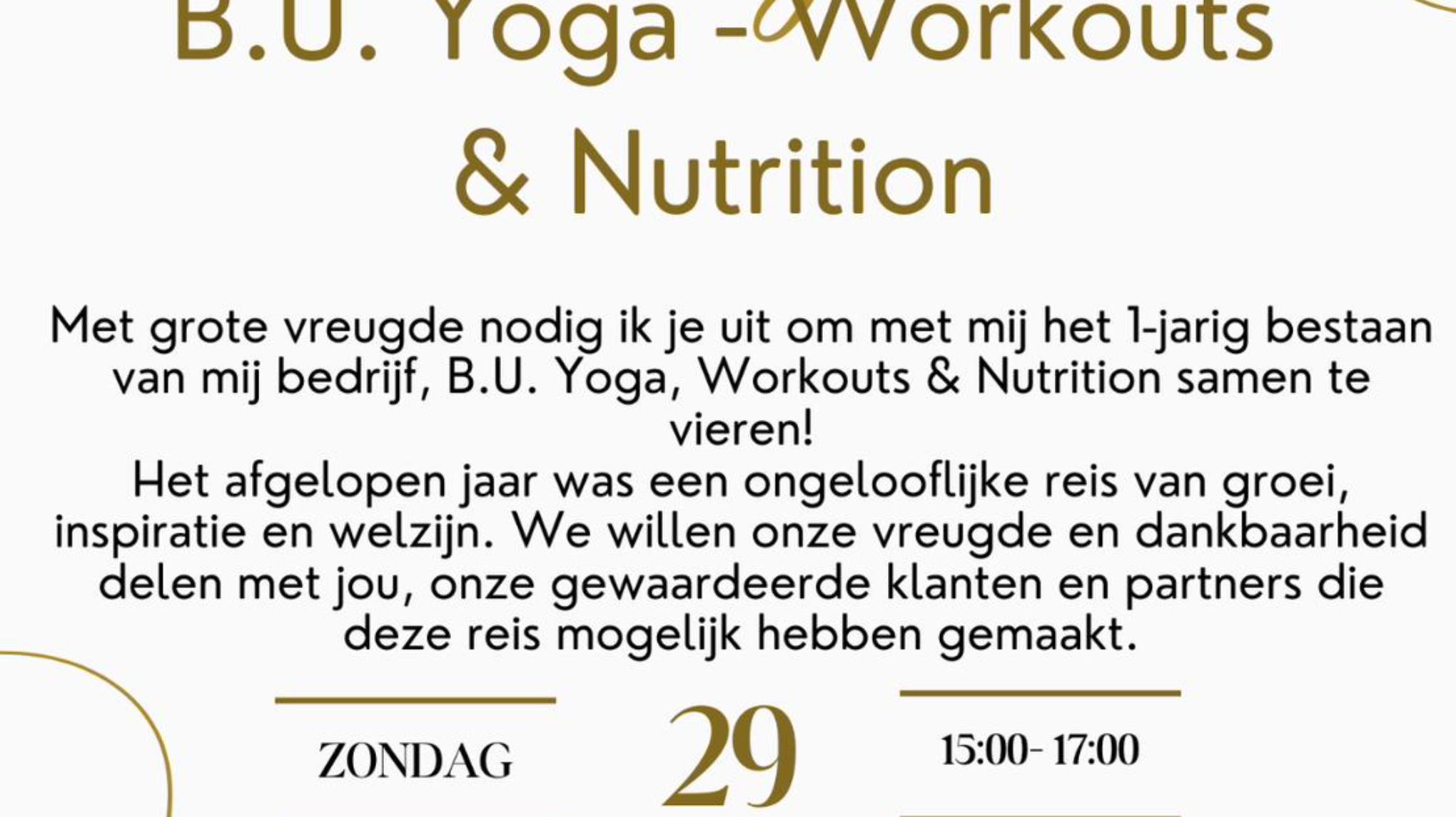 Verjaardag feestje  1 jaar B.U. YOGA- HIIT - Nutrition