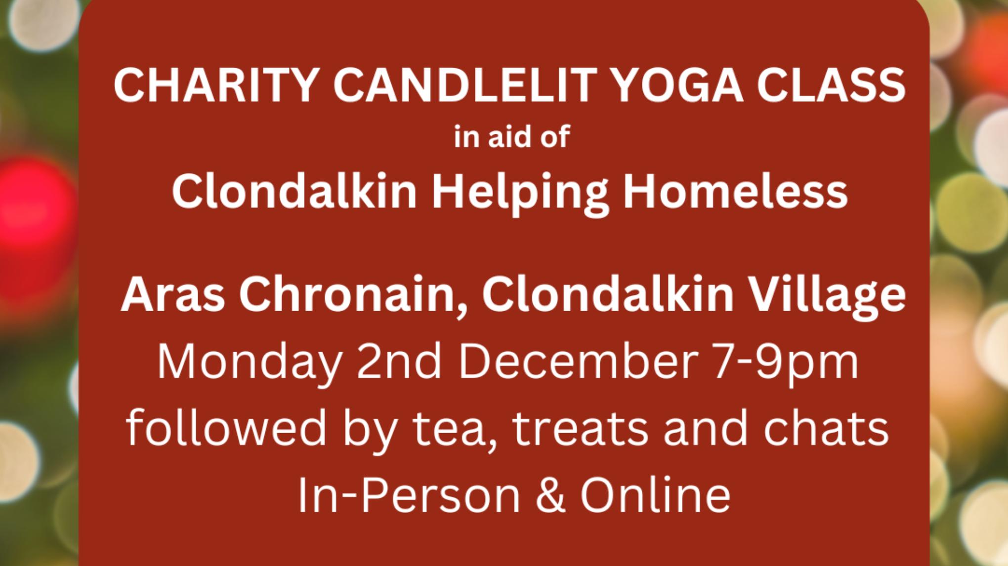 Charity Candlelit Yoga Class Monday 2nd December 2025 Aras Chronain