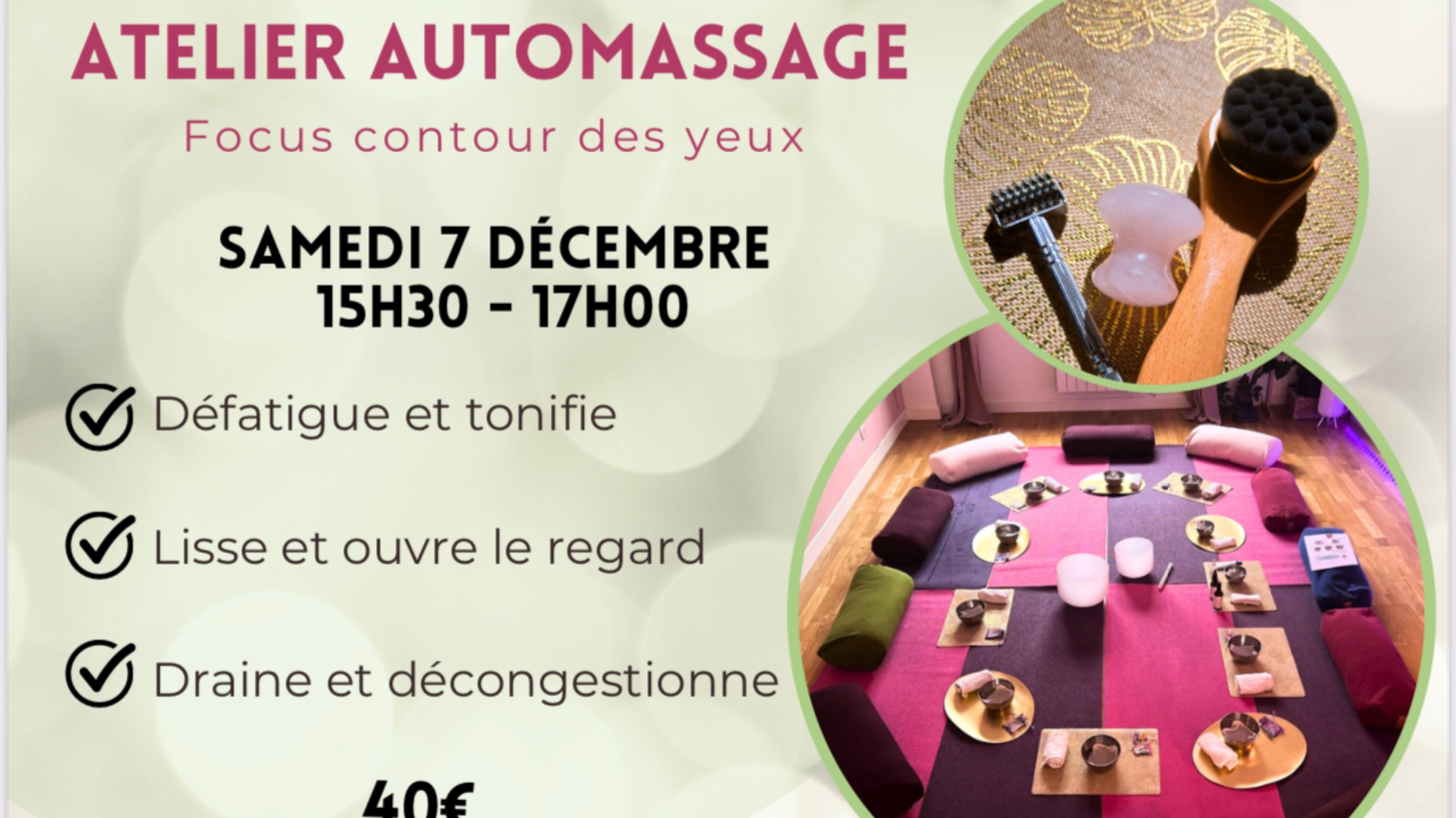 Atelier auto massage du visage : focus contour des yeux